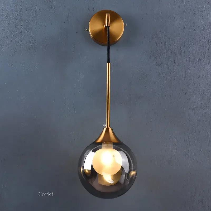 Lampe de mur LED moderne boule de verre applique dorée luminaires intérieur nordique salon cuisine c