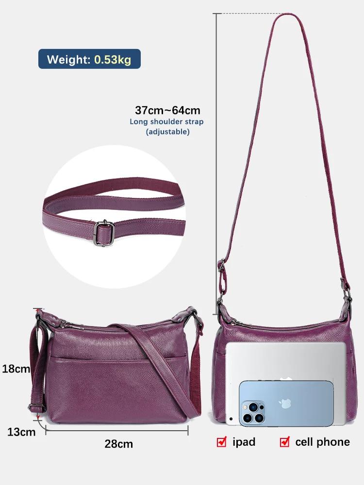 Zency – sac à bandoulière élégant en cuir véritable pour femmes, sacoche tendance pour dames, rouge