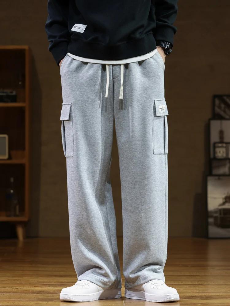 Printemps automne multi-poches pantalons de survêtement hommes cordon taille vêtements de sport pant