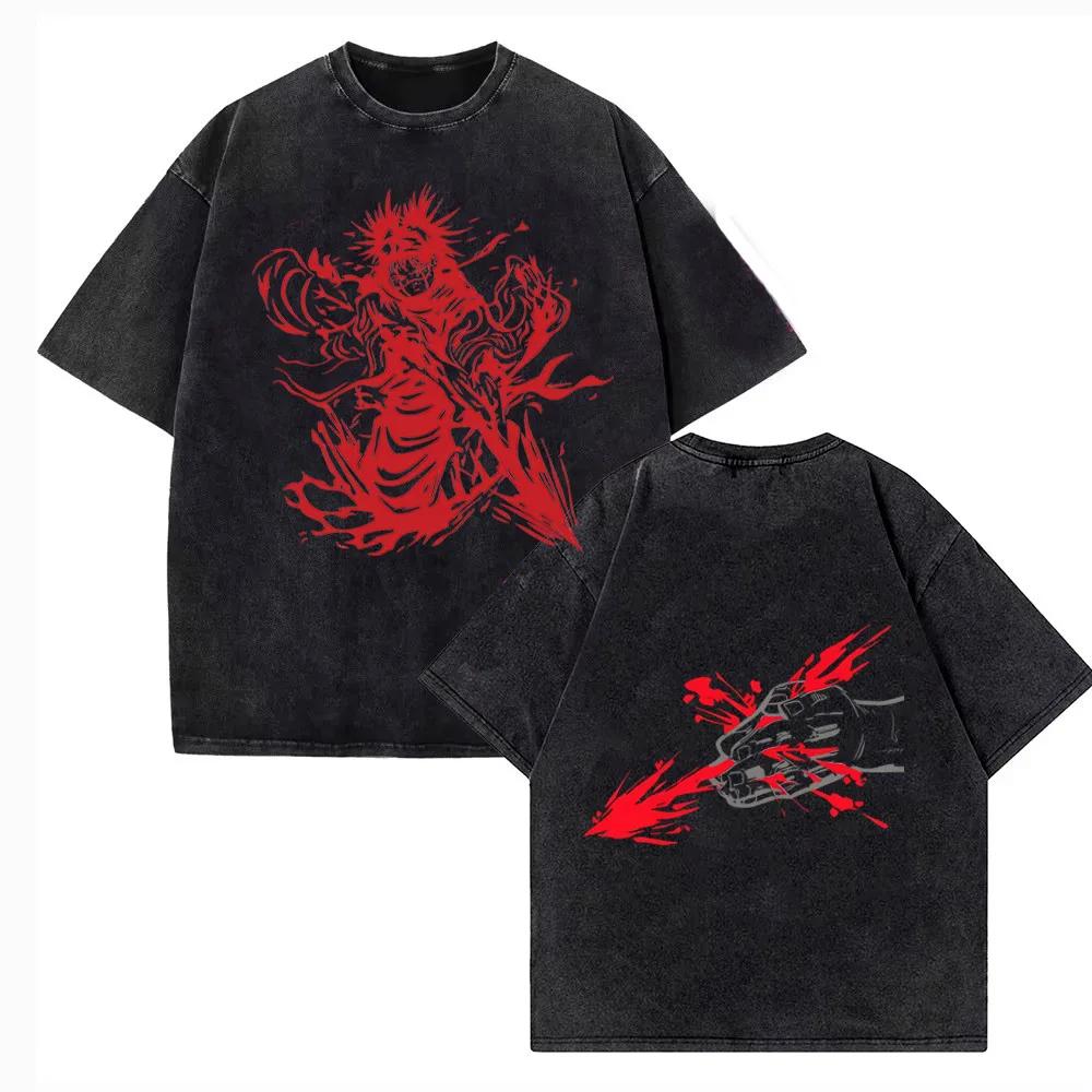 Vintage lavé Jujutsu Kaisen CHOSO t-shirt femmes hommes Anime coton t-shirt été Harajuku rue hommes