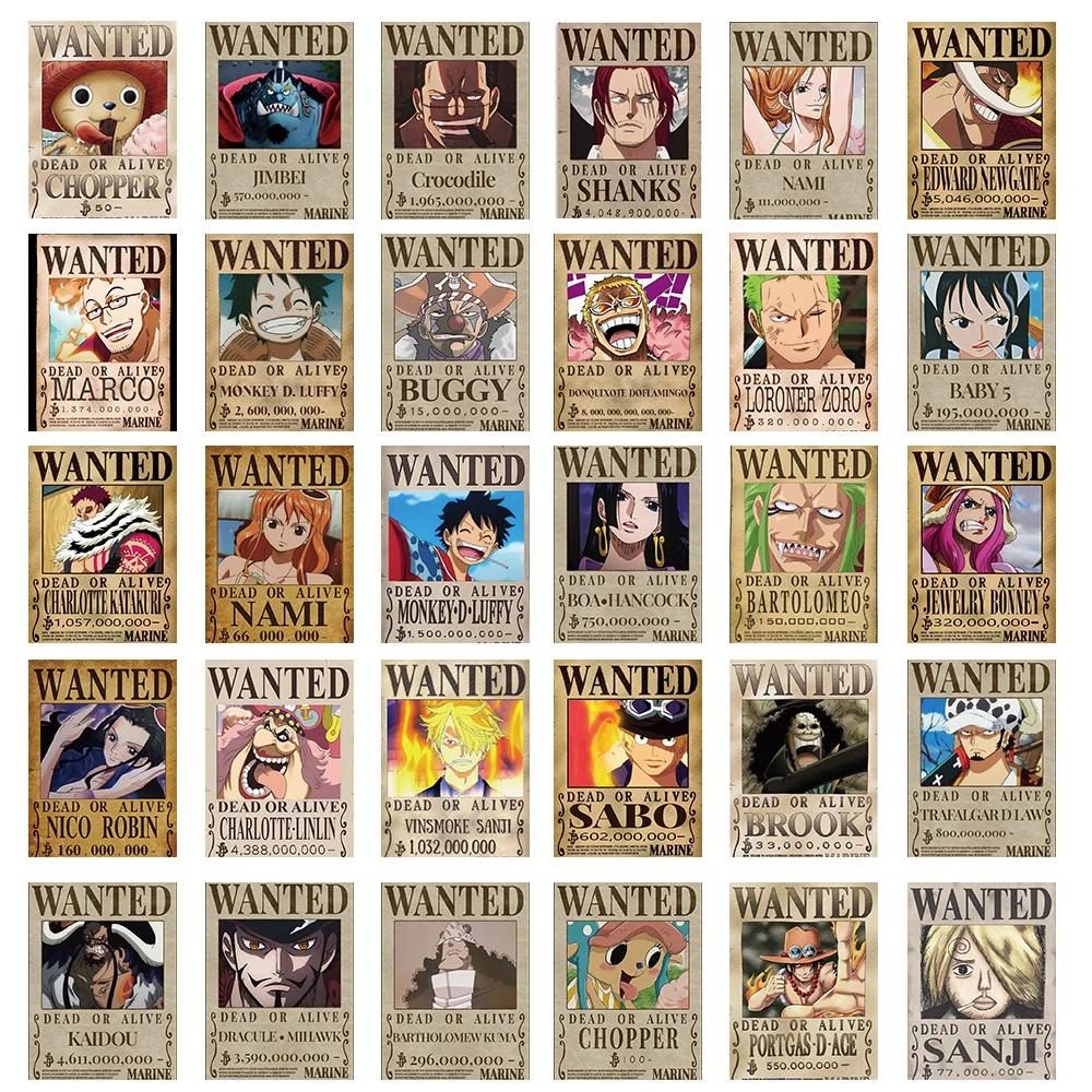 10/30/56 pièces Anime une pièce recherché affiches autocollants dessin animé décalcomanies Cool ordi