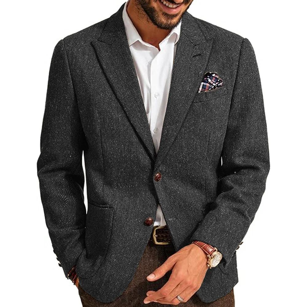 Hommes costume Blazer motif à chevrons simple boutonnage coupe ajustée élégant confortable travail d