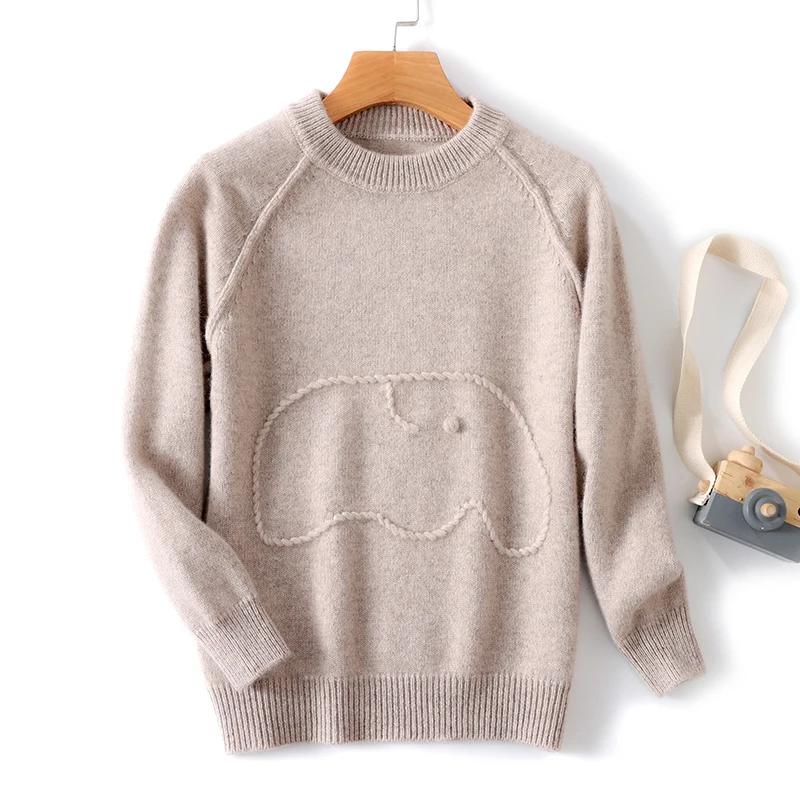 Pull en laine Pure pour enfants pull à col rond basique automne hiver épais garçons filles 100% lain