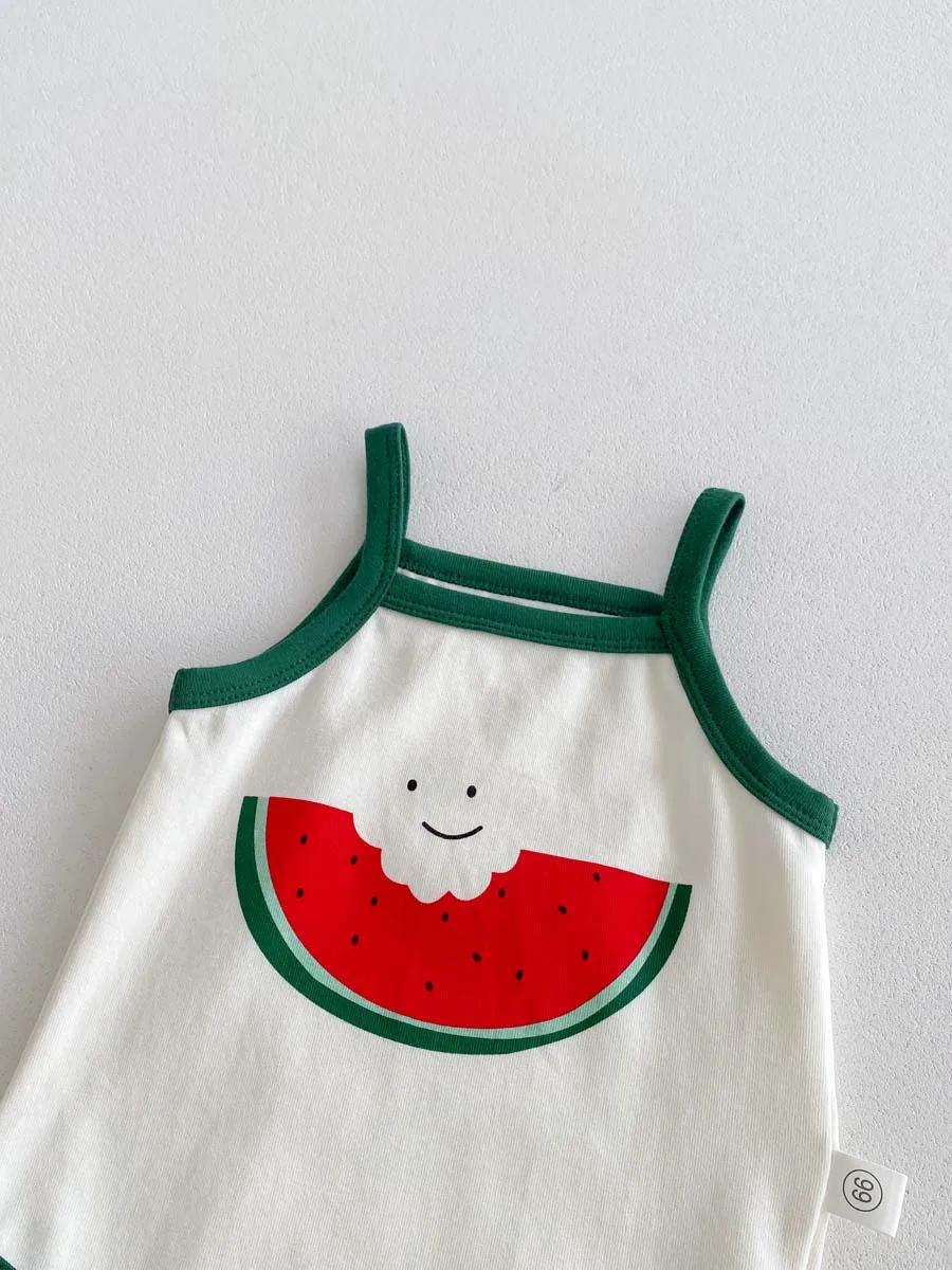Combinaison d'été style pastèque pour bébé, mignon, écharpe pour bébé homme et femme, chapeau fin et
