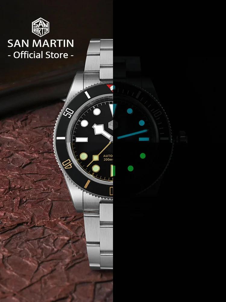 San Martin – montre de plongée rétro de luxe pour hommes, 40mm BB58, NH35, automatique, mécanique, s