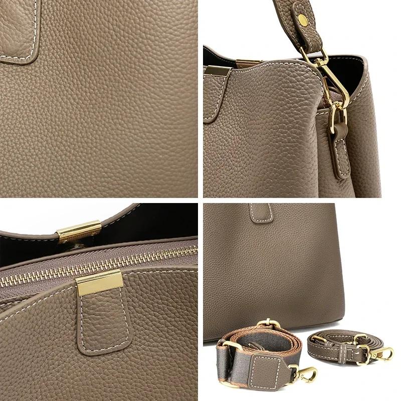 Sac à main en cuir véritable de vache naturelle pour femmes, sacs à bandoulière décontractés pour da