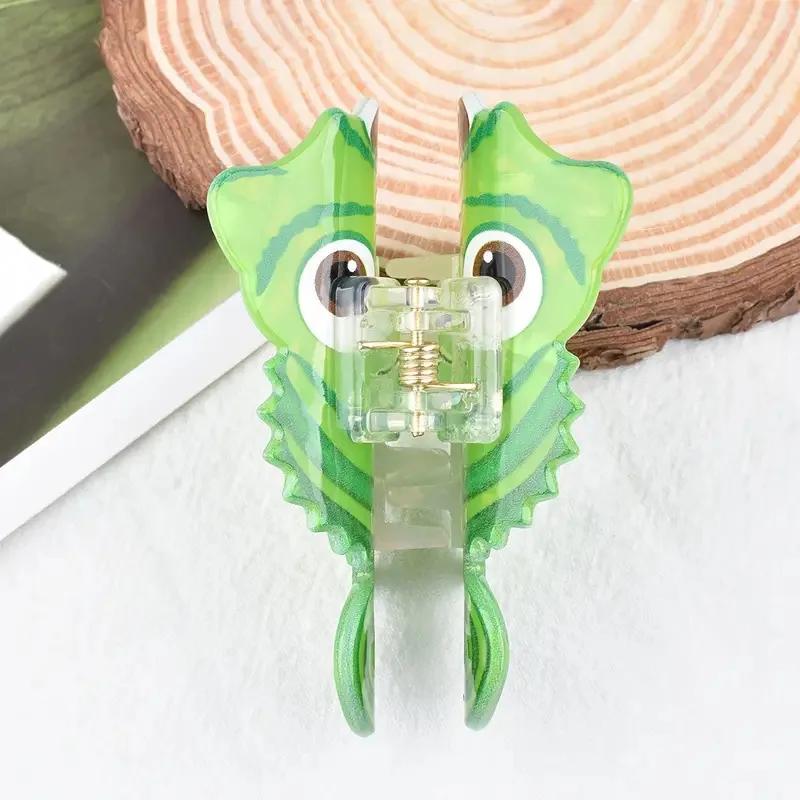 Pince à cheveux antidérapante en forme de lézard vert, mignon, épingle à cheveux, animal de dessin a