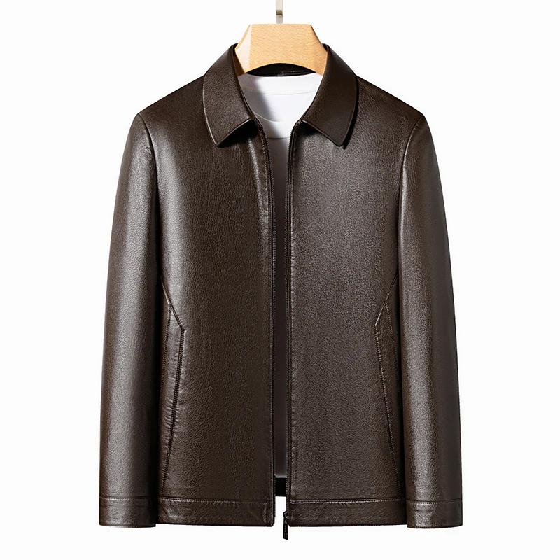 YN-2336 printemps et automne nouveaux hommes veste en cuir de mouton naturel col montant jeunesse Pr