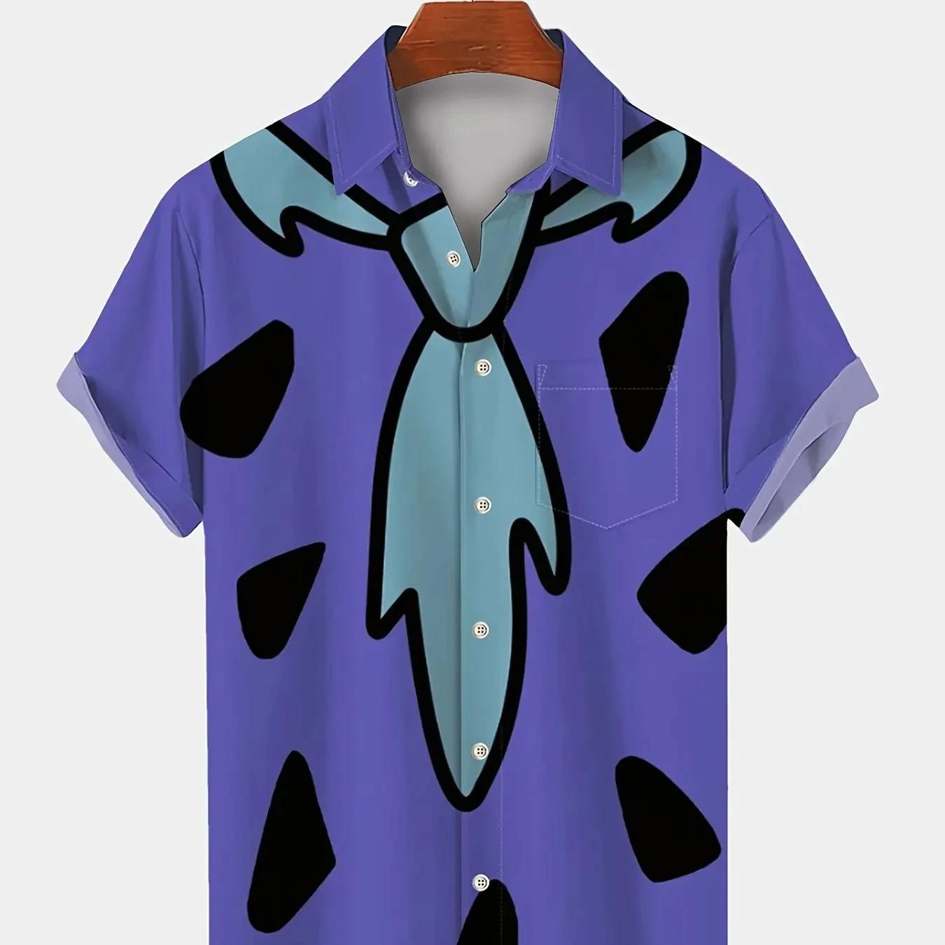 Chemise hawaïenne graphique géométrique pour hommes, chemise boutonnée, streetwear d'été, vêtements