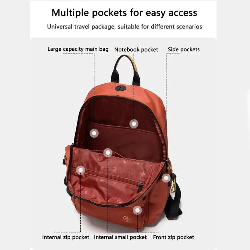 FouEisSac à dos étanche en nylon léger pour femme, cartable décontracté, grand sac à dos initié, mod