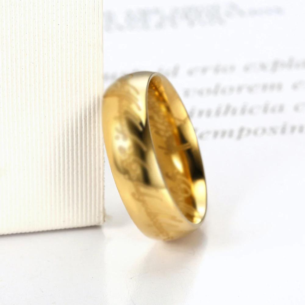 Bague sculptée dominatrice Simple en acier inoxydable, couleur or, mot de rune 3D, bagues de Couple,