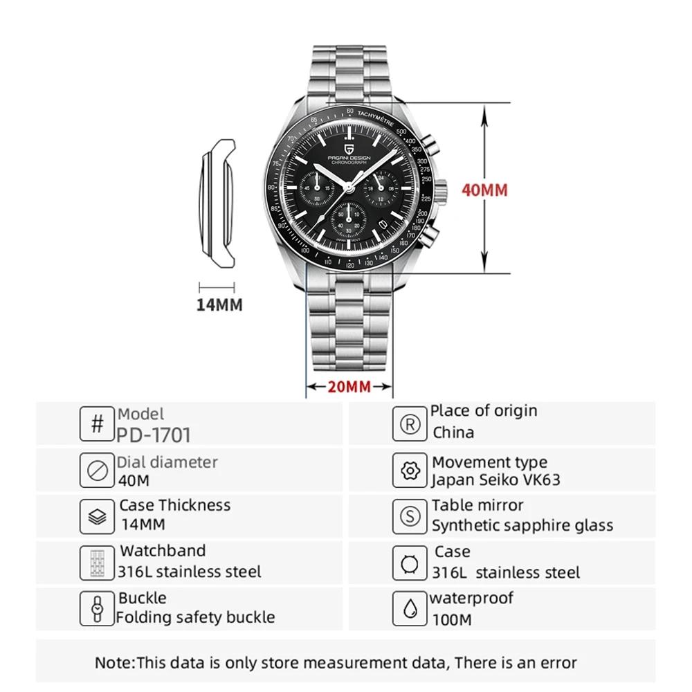 Nouvelle Montre Homme PAGANI DESIGN Moon V6 2026, Montre à Quartz de Luxe pour Homme, Chronographe V