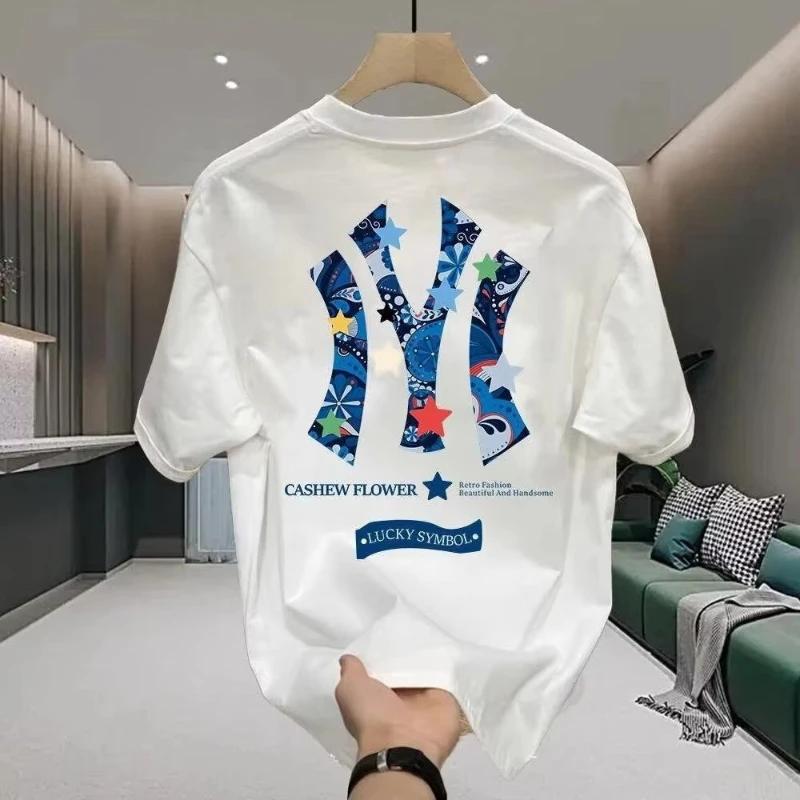 T-shirt Homme 2026 en Coton Épais Marque Tide, Manches Courtes, Tendance Été, Col Rond Décontracté,