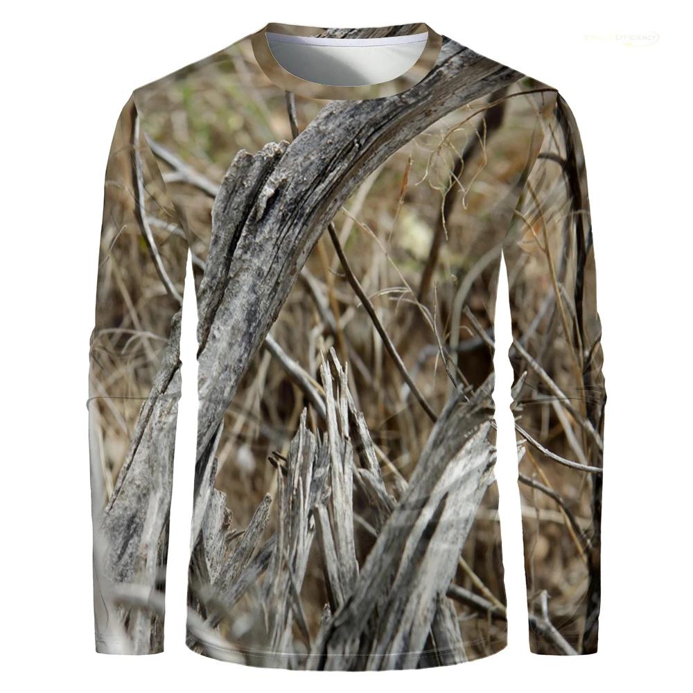 CamSolomon-T-shirt de chasse à manches longues imprimé forêt pour hommes, haut surdimensionné, entra
