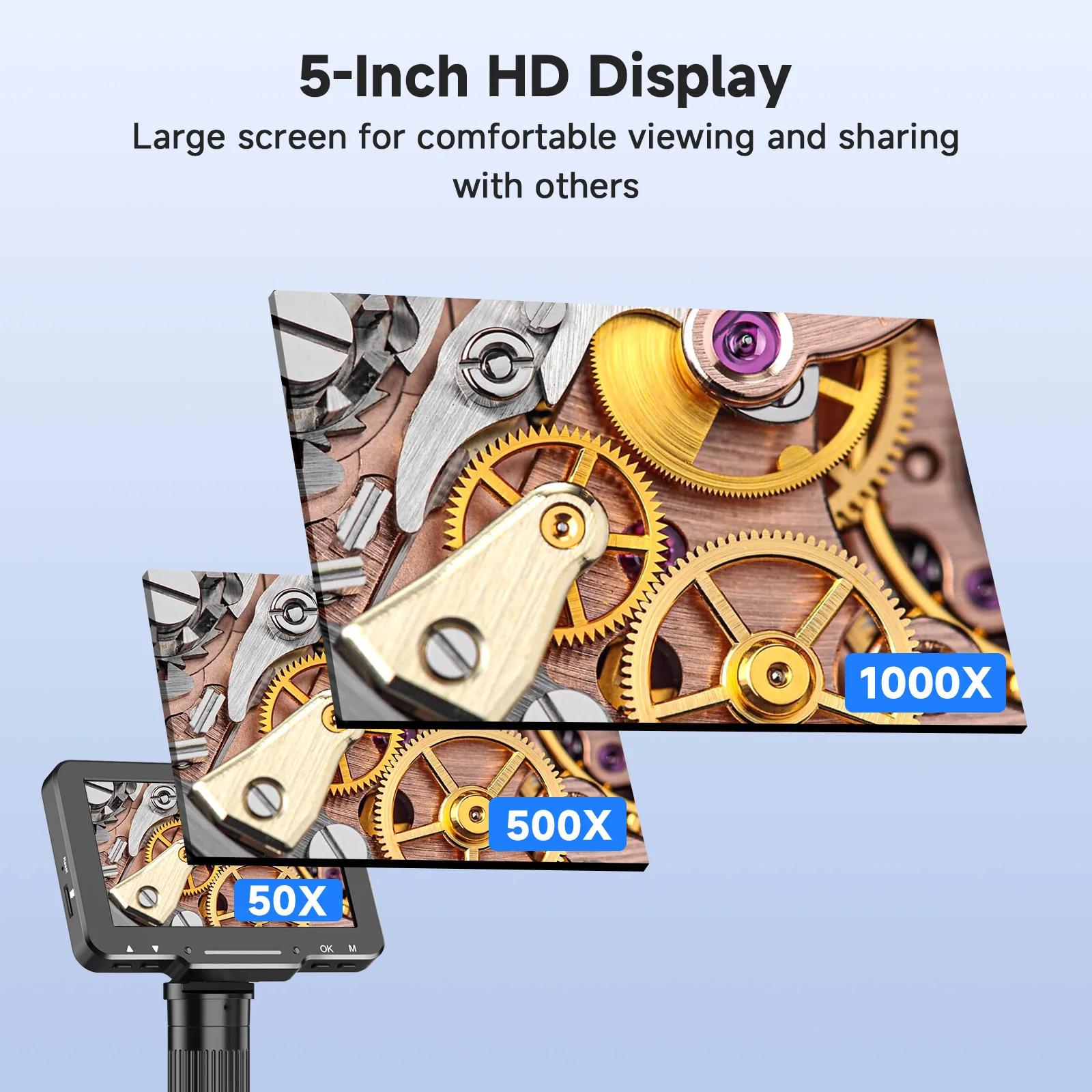 Microscope numérique flexible avec écran IPS de 5 pouces, Microscope à souder avec bras flexible, Mi