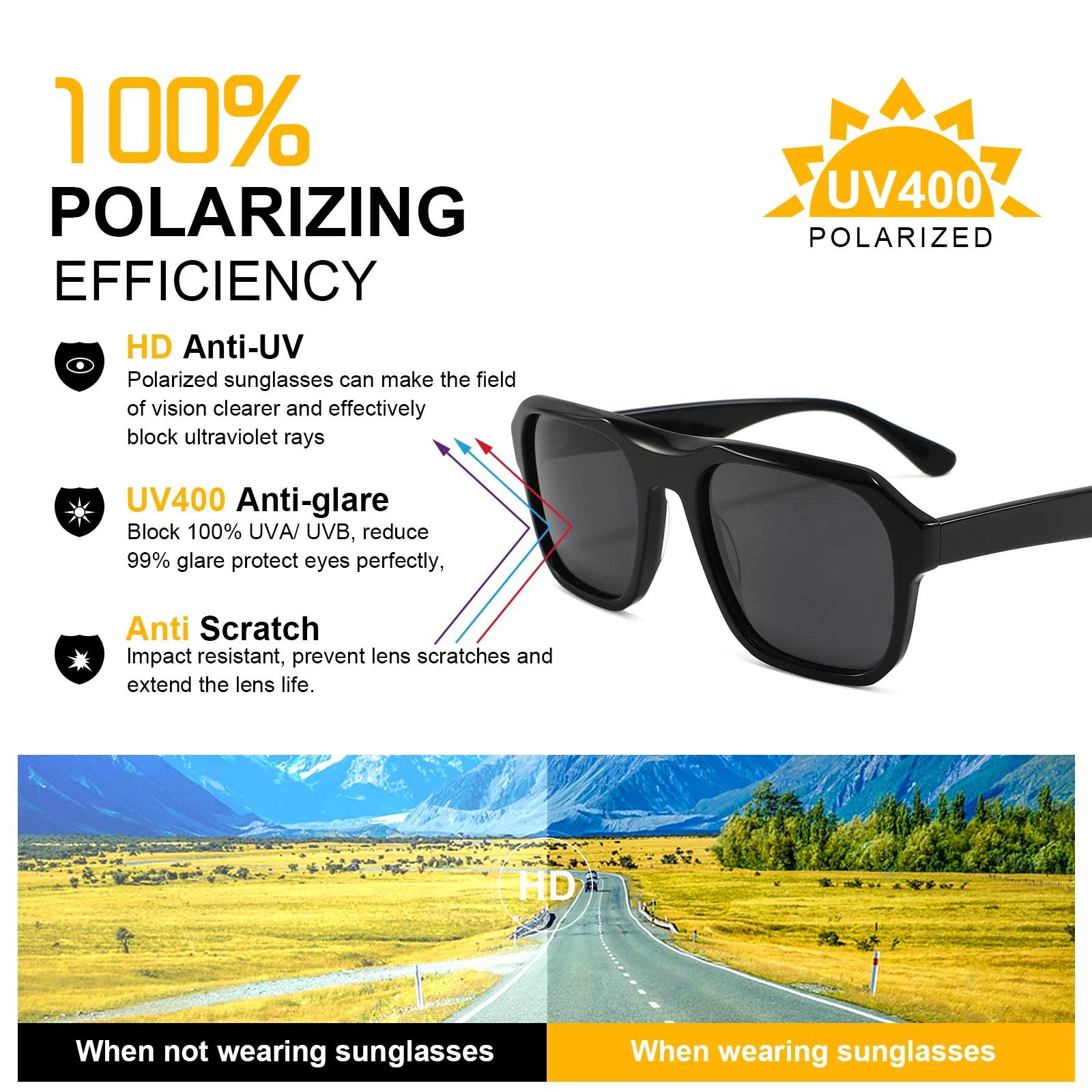 HBK TAC épais cristal acétate carré lunettes de soleil hommes haute qualité polarisé conduite lunett