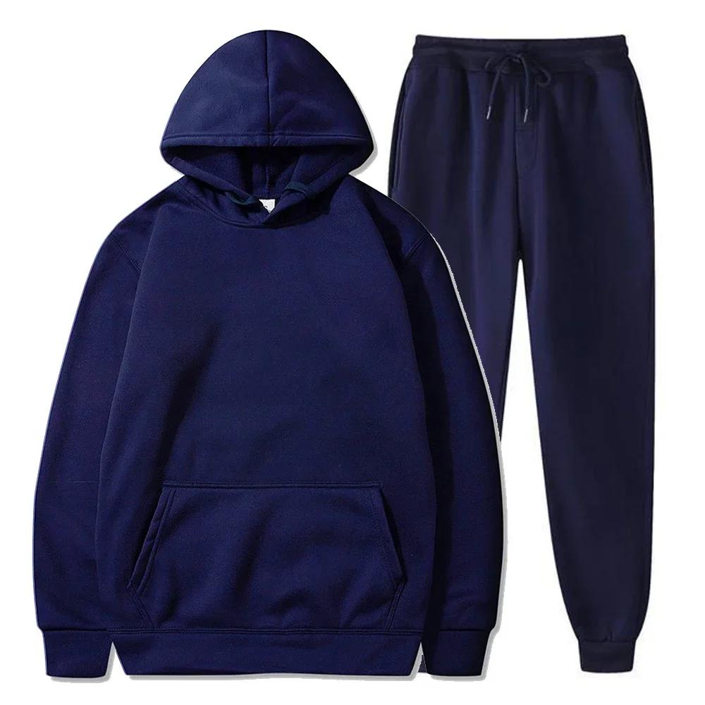 Sweat à capuche en polaire de base et pantalons de survêtement Ensemble hommes survêtement ensemble