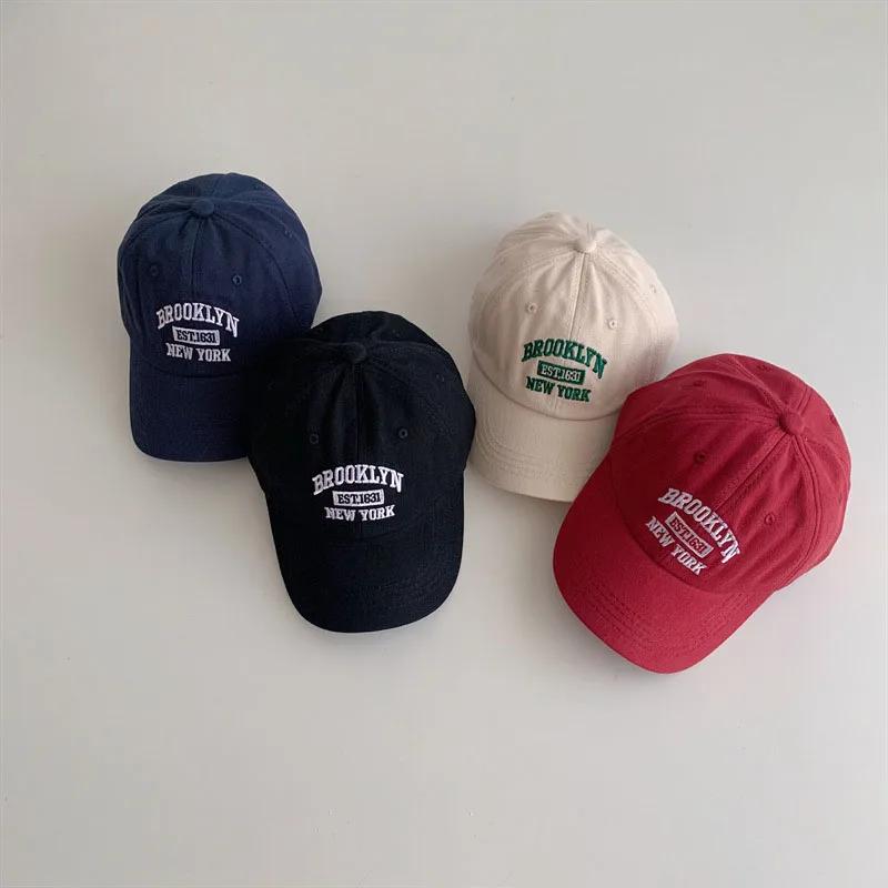 Casquette baseball coréenne bébé broderie lettres unisexe visière canard pare-soleil 2-6 ans