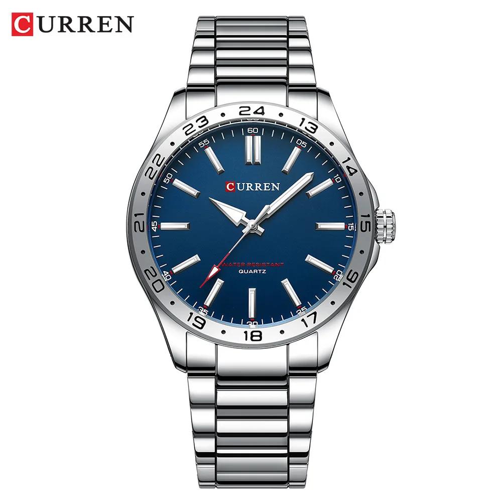 CURREN 8452 hommes montre à Quartz Simple mode loisirs affaires horloge noir argenté bracelet en aci