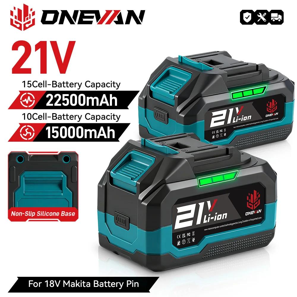 Batterie au lithium ONEVAN 22500mAh 15000mAh avec indicateur de capacité rechargeable pour outils él