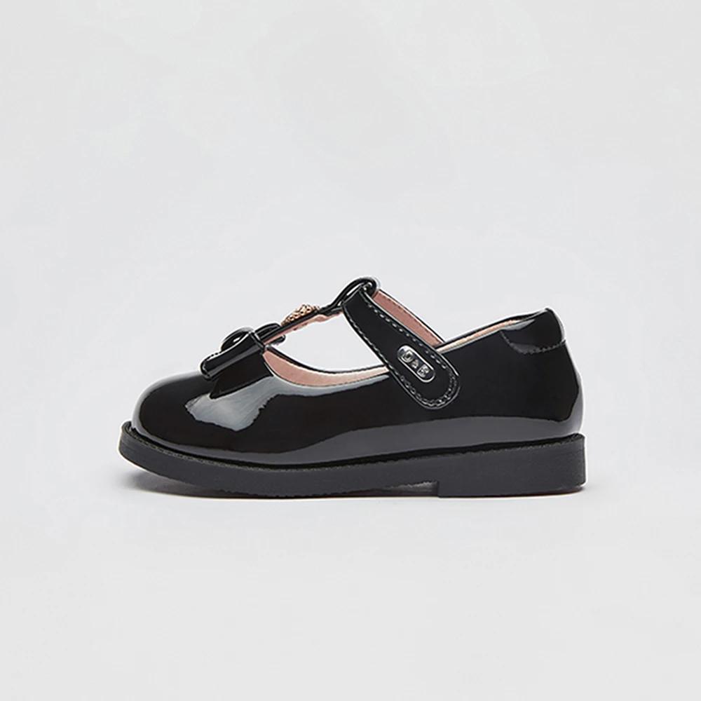 Dave Bella chaussures en cuir pour filles noir automne nouvelle Collection chaussures de princesse p