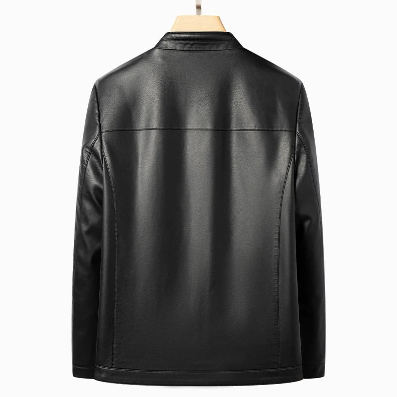 Veste en cuir véritable pour hommes, avec col montant, à la mode, pour jeunes, fins, printemps et au