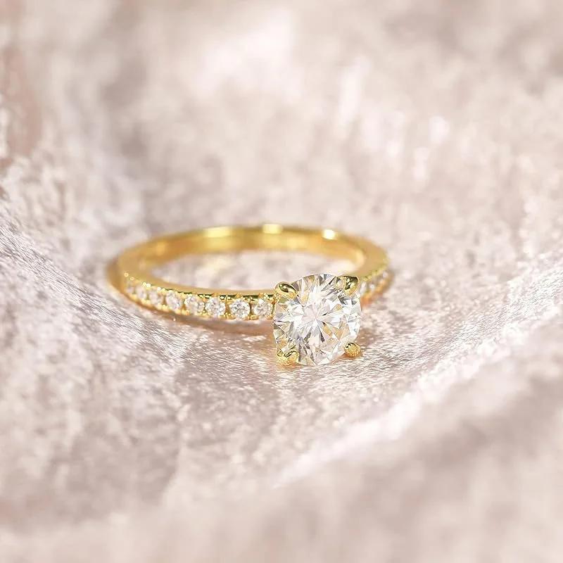 Bague solitaire en Moissanite certifiée Lnngy, 8mm, 2ct, en or 14K, pour femmes, bijoux de fête de m