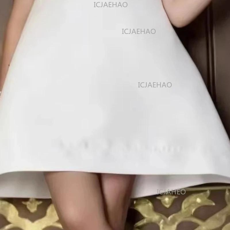 Robe sans manches décontractée style coréen pour filles 2026 – Mini-robe élégante blanche pour enfan