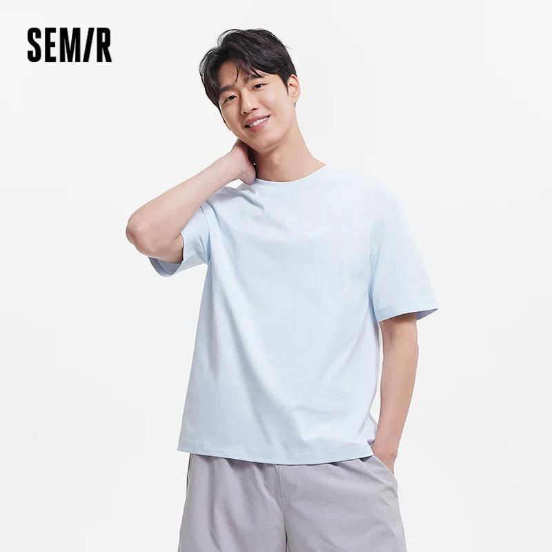 SEMIR-T-Shirt à Manches Courtes pour Homme, Haut Polyvalent à Col Rond, Couche de Base Solide, Nouve