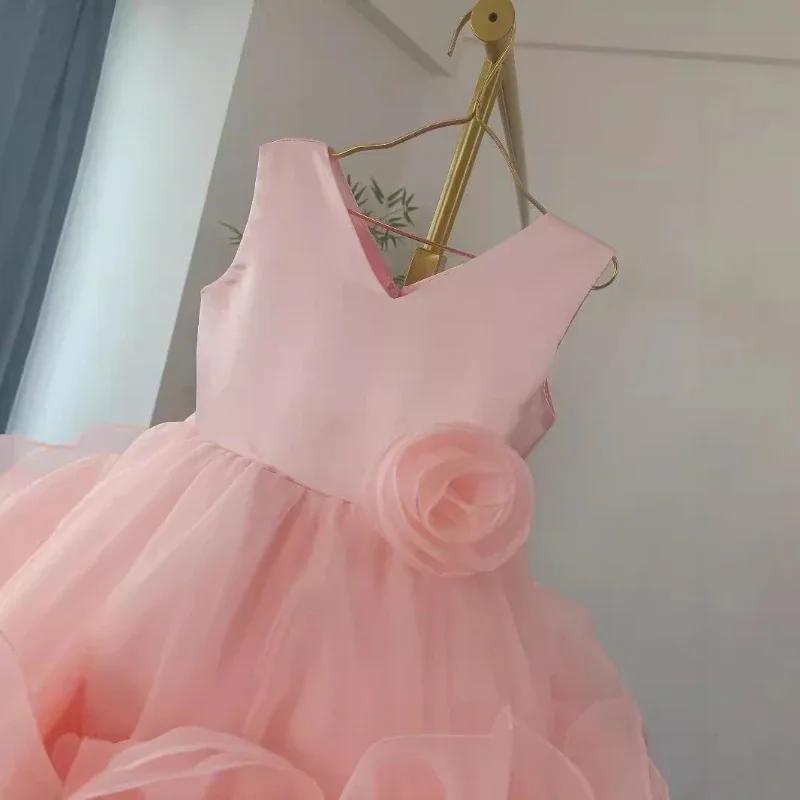 Robe de performance pour filles 2026, nouvelle tendance rose sans manches, pour événements formels,