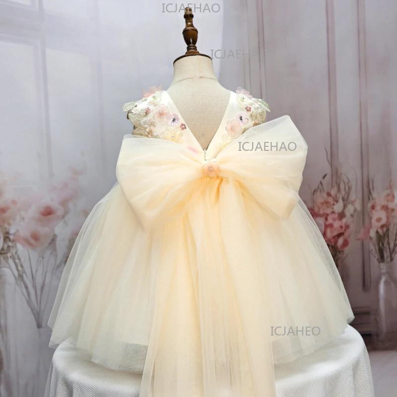 Nouvelle Robe de Princesse Faite à la Main avec Appliques pour Filles, Tenue de Cérémonie, d'Anniver