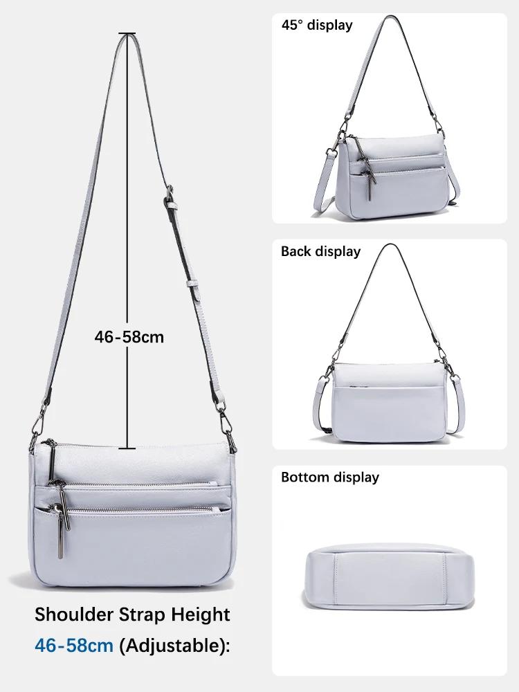 Zency – petit sac à main simple pour femmes, en cuir véritable, grande capacité, sac à bandoulière d