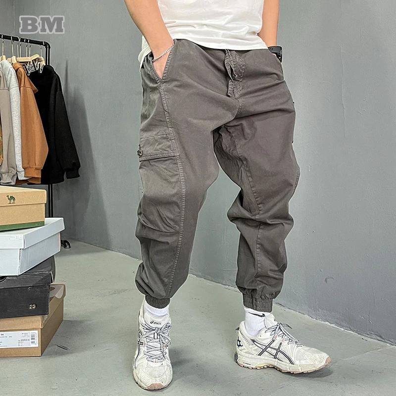 Pantalon cargo vintage de haute qualité pour hommes, streetwear japonais, vêtements Harajuku, joggeu