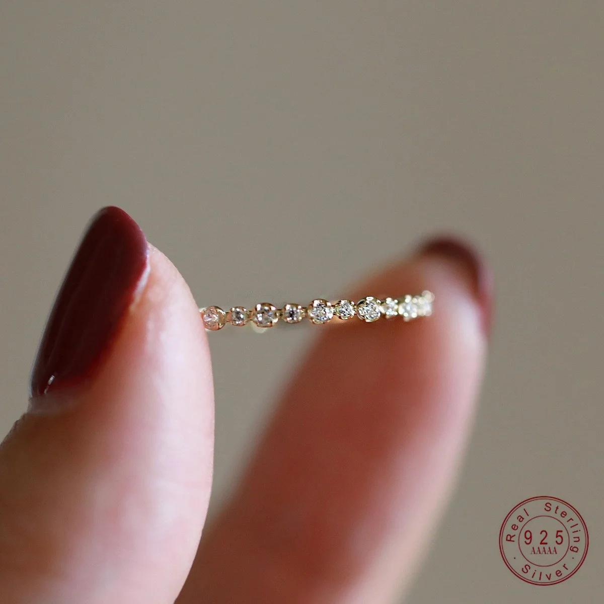 Bague géométrique en argent Sterling 925 plaqué or 14K pour femmes, Zircon scintillant, accessoire d