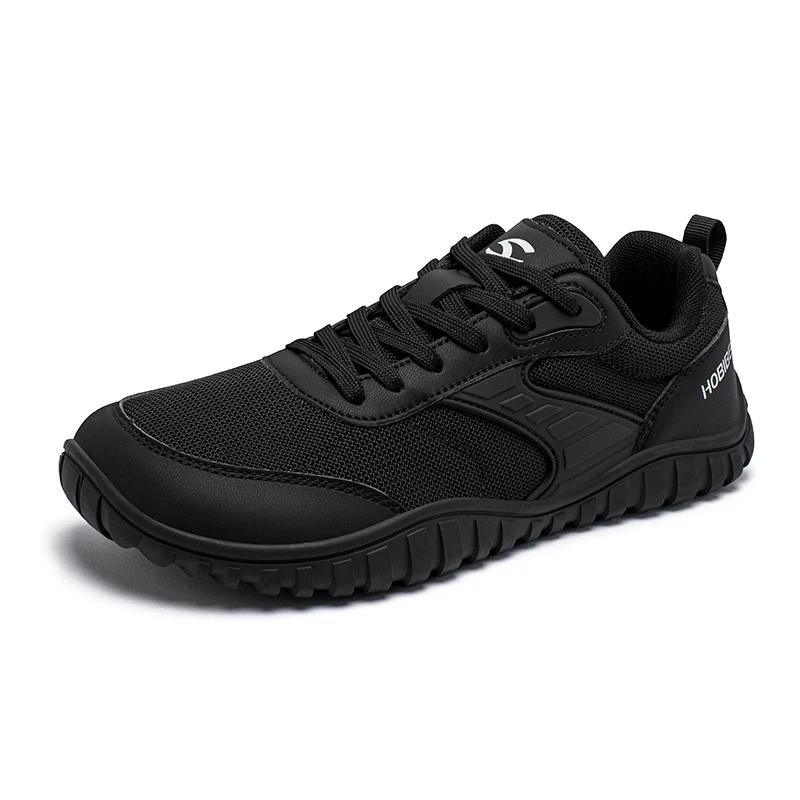 HOBIBEAR chaussures minimalistes à bout large hommes femmes baskets de course en cuir artificiel à l