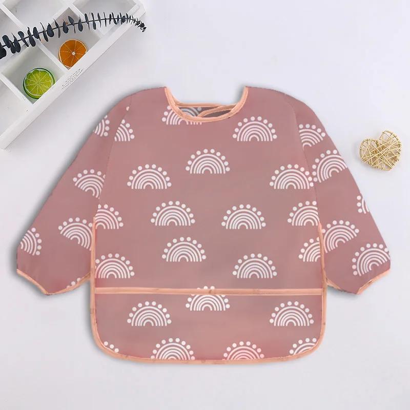 Bavoirs à manches longues pour bébé, tablier imperméable au Design de dessin animé coloré mignon pou