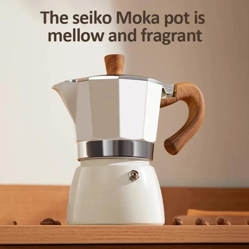 Machine à expresso Vintage avec manche en bois, Pot Moka de 150ml 300ml, outils de café italien clas