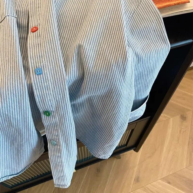 Chemise surdimensionnée rayée en jean vintage Belles chemisiers pour femmes en promotion Chemise à c