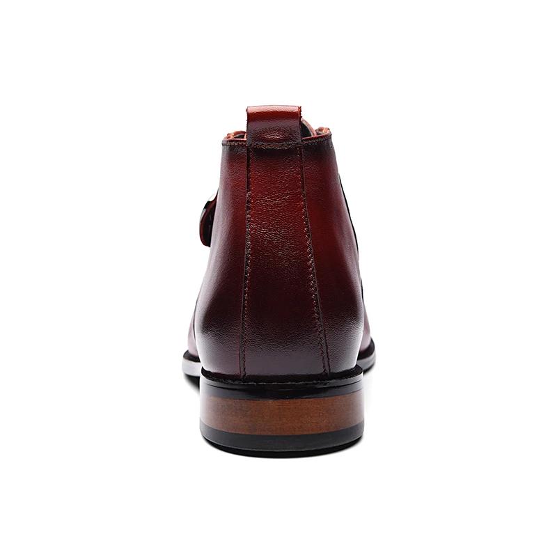 Hommes d'affaires Chelsea bottes hauteur augmenter semelle intérieure 6 cm formel en cuir de vache h