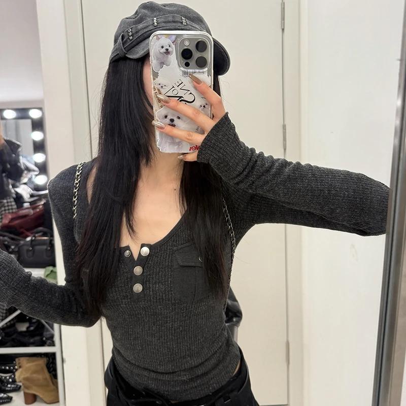 Tonngirls Harajuku Vintage t-shirt femmes à manches longues maigre Y2k américain rétro 90s culture h