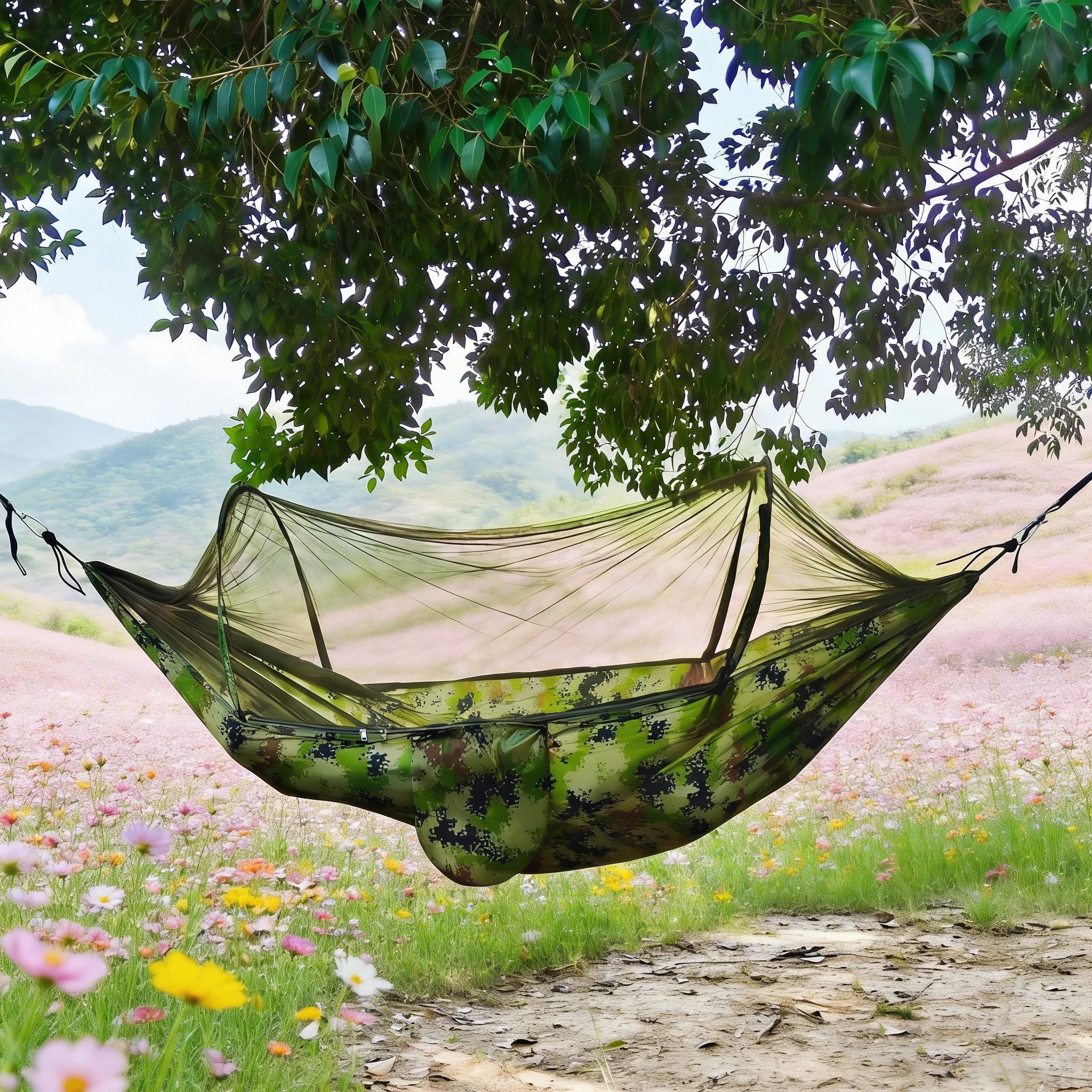 Hamac de camping camouflage avec moustiquaire, hamac portable anti-moustiques pour la randonnée en p
