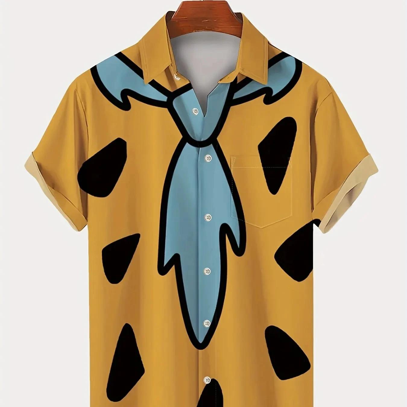 Chemise hawaïenne graphique géométrique pour hommes, chemise boutonnée, streetwear d'été, vêtements