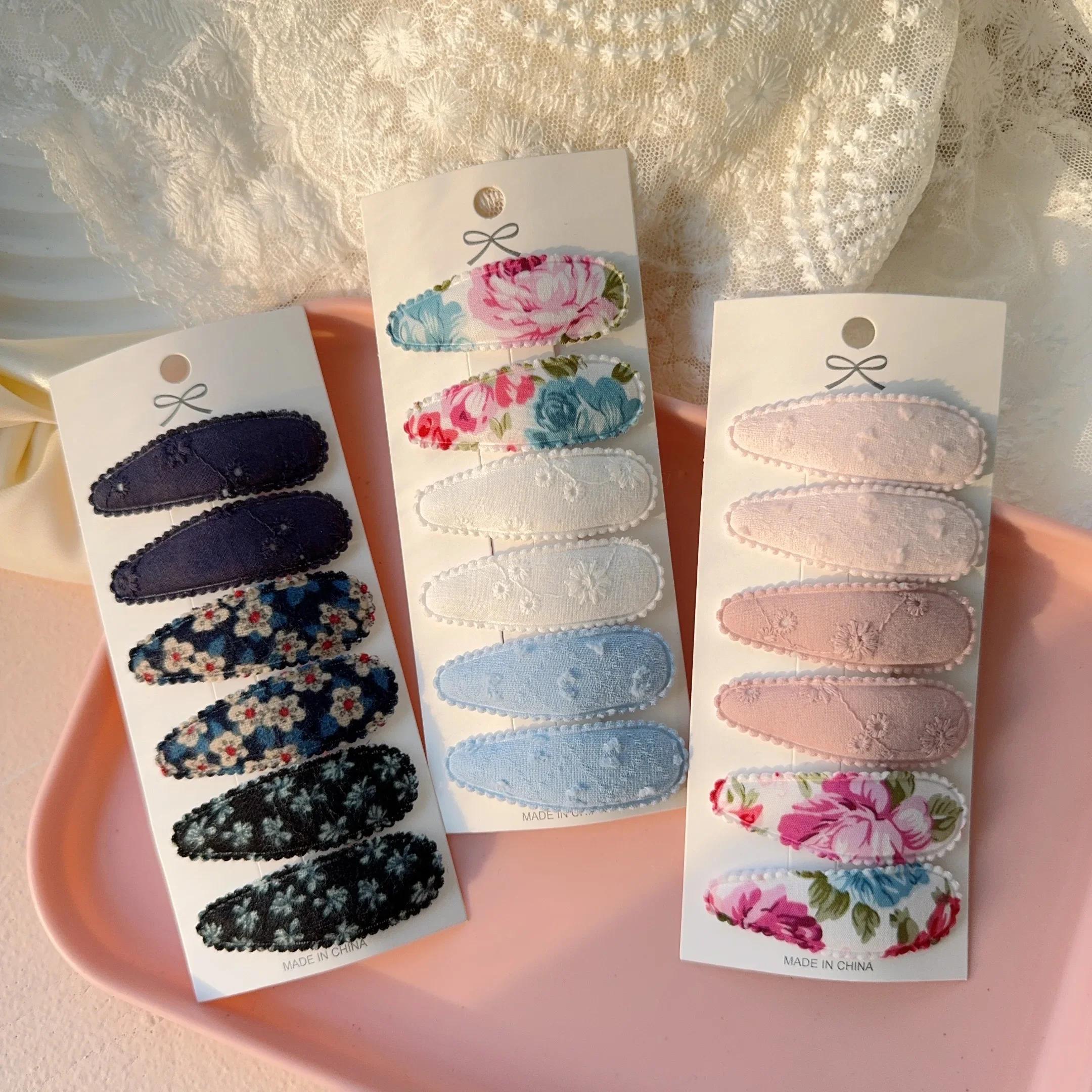 Pince à cheveux BB imprimée mignonne, 6 pièces, mode Crochet fait à la main pour fille, accessoires