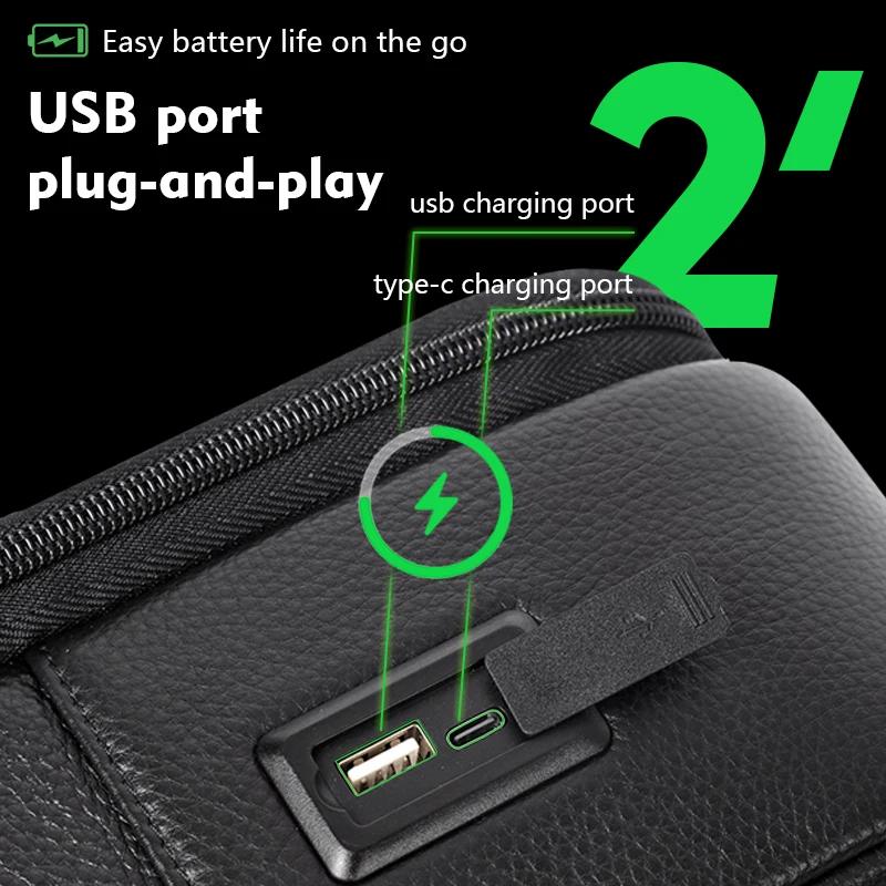 100% cuir de vache naturel 15.6 pouces sac à dos pour ordinateur portable hommes USB sac à dos en cu