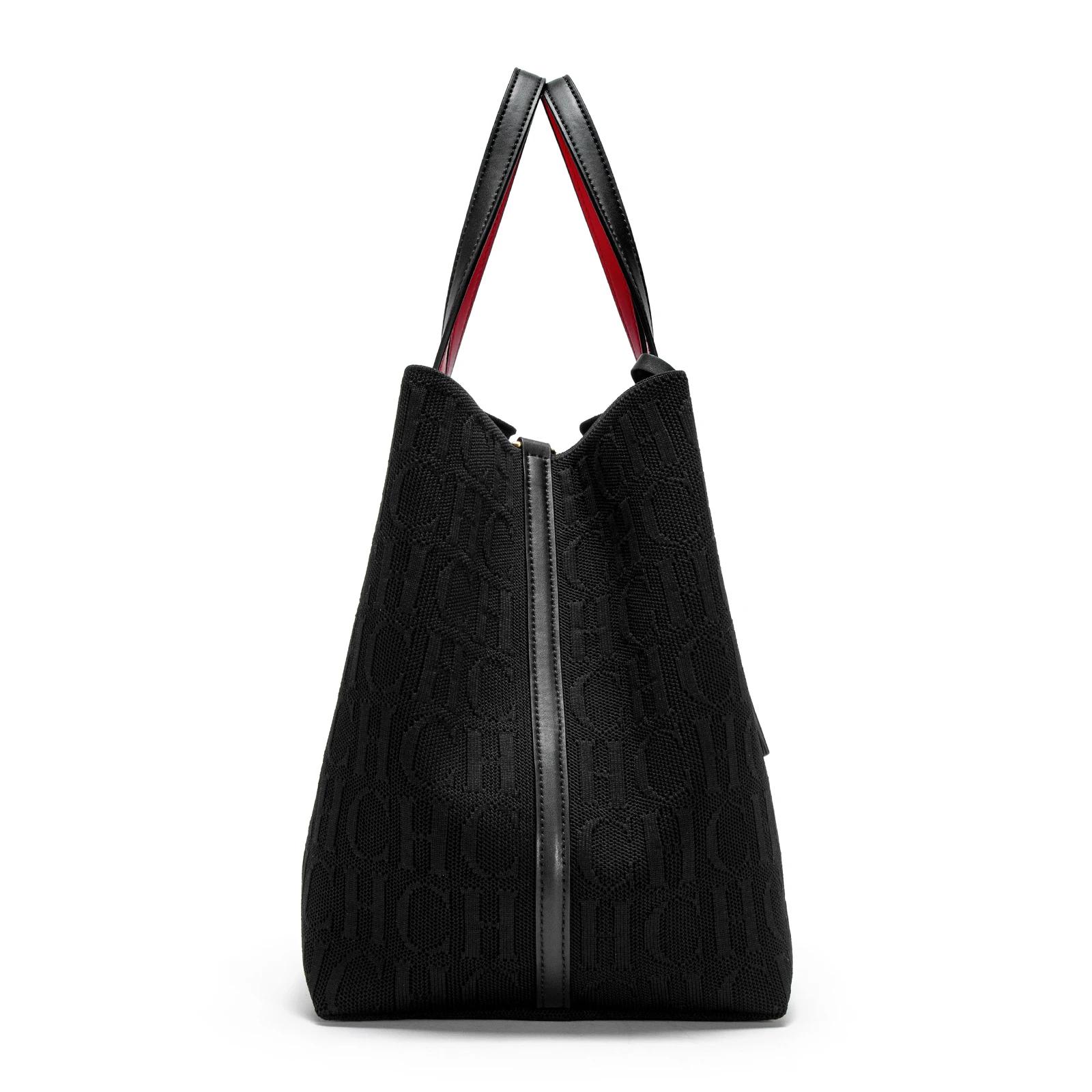 CHCH sac fourre-tout nouvelle grande capacité noir Simple tricoté sac à provisions 27*20*28 cm