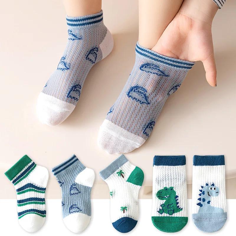 5 paires/lot été enfants chaussettes garçons filles bébé mode coton solide sauvage doux respirant en