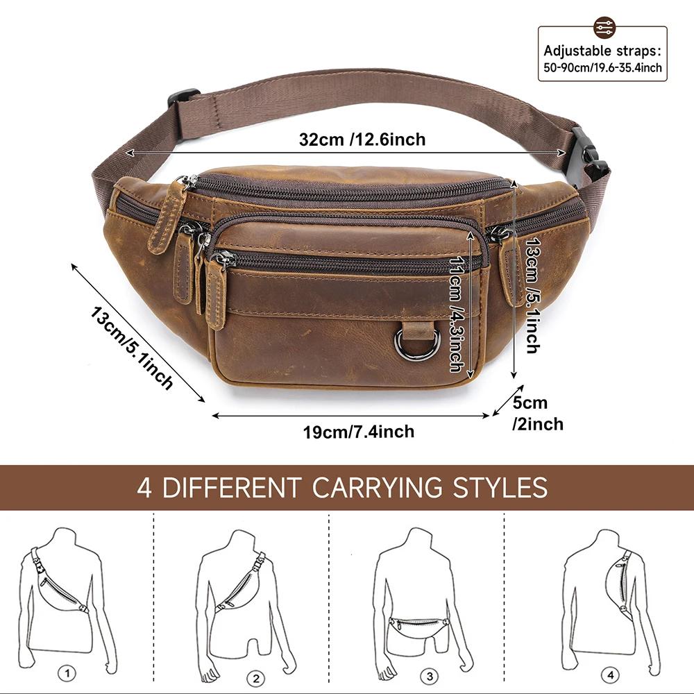 WESTAL-Sacs de ceinture en cuir de cheval en cuir véritable pour hommes, sacs à bandoulière pour tél