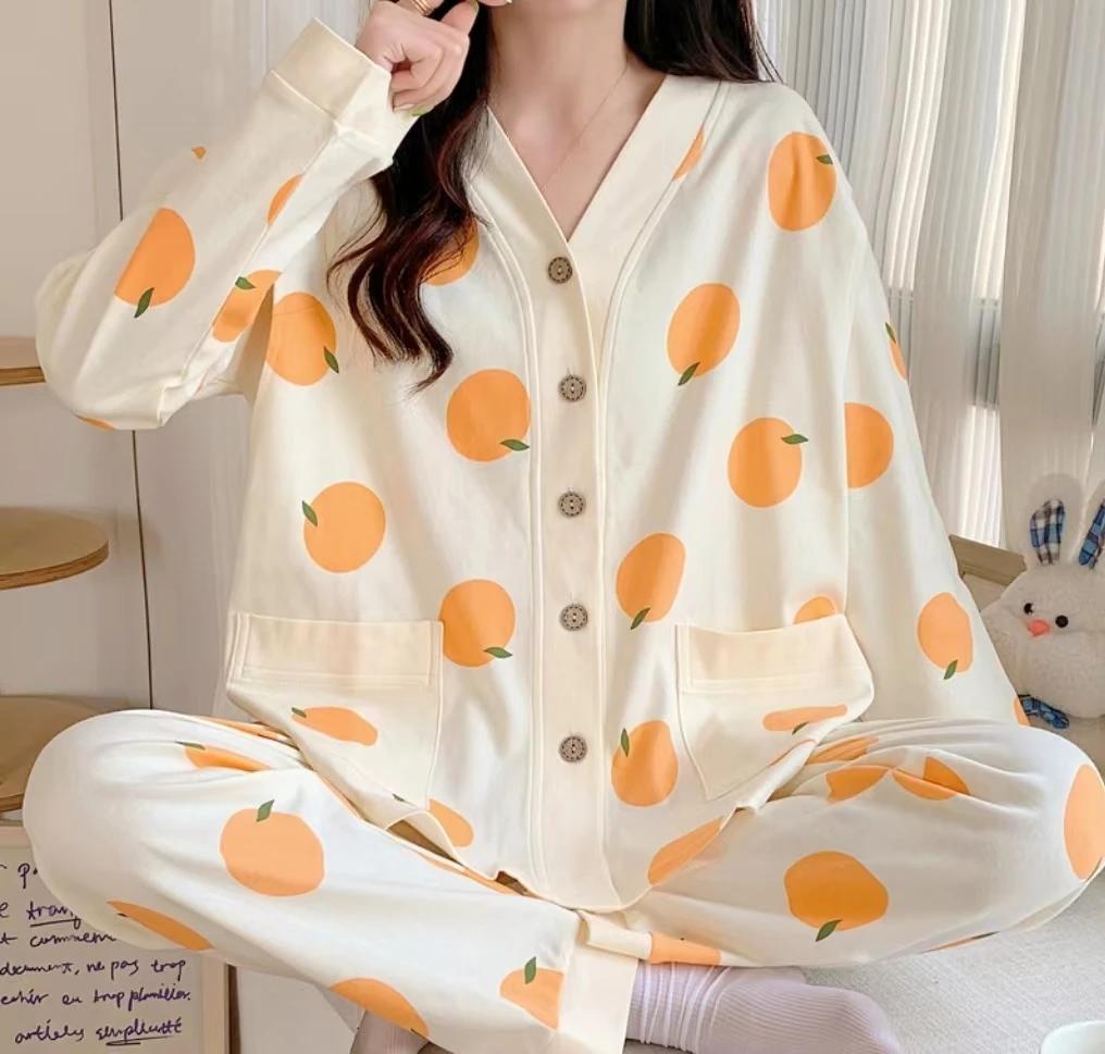 Vêtements mensuels printemps et automne pyjamas de maternité post-partum été Section mince allaiteme