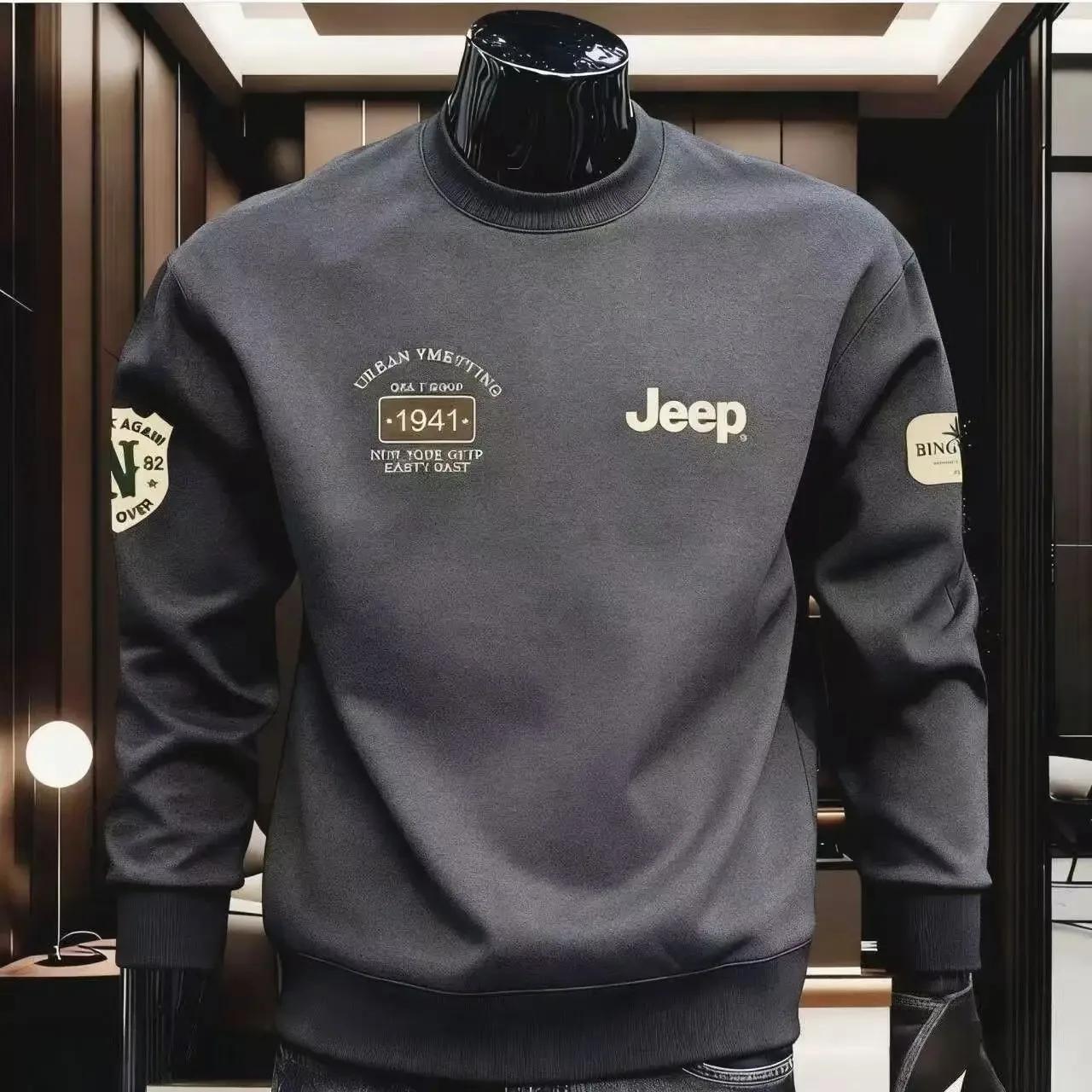 Nouveau sweat-shirt épais à manches longues pour hommes de la marque Jeep, haut imprimé polyvalent à
