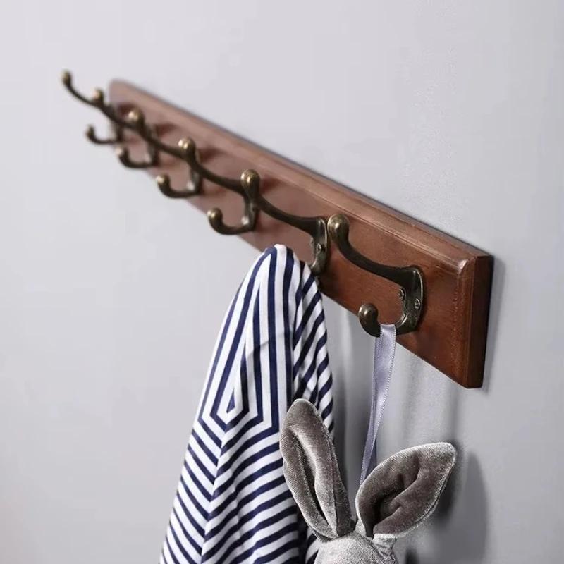 Porte-manteau mural en bois massif avec crochets, gain de place, organisateur de placard pour chapea